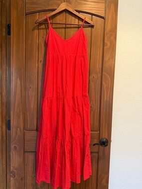 Billabong Red Tiered Spaghetti-Strap Maxi Dress